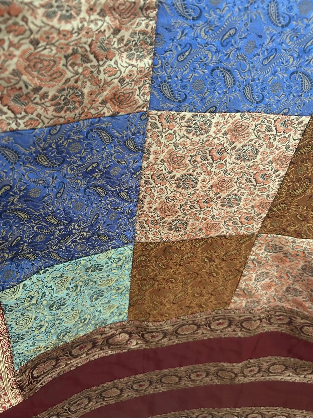Vintage New Stock Al Jaber Gallery Dubai Patchwork Paisley Bed Coverlet 1990s